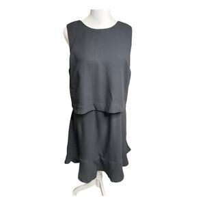 Banana Republic Black Ruffle Layered Shift Dress LBD 10